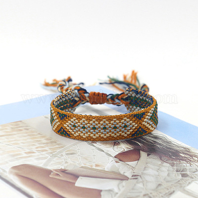 ポリエステル編み込みひし形模様コードブレスレット 女性のための