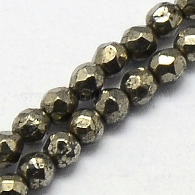Natural Pyrite Beads Strands&nbsp;G-L031-2mm-03-1