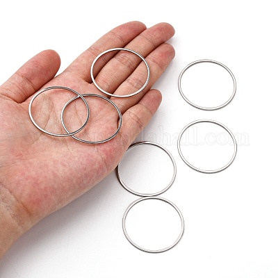 変色しにくい304ステンレススチール製リンクリング  ステンレス鋼色  35x1mm  内径：32.5mm&nbsp;STAS-T047-15B-1