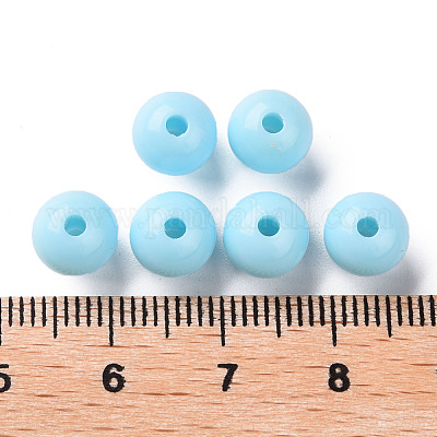 不透明なアクリルビーズ  ラウンド  空色  8x7mm  穴：2mm  約1745個/500g&nbsp;MACR-S370-C8mm-A07-1