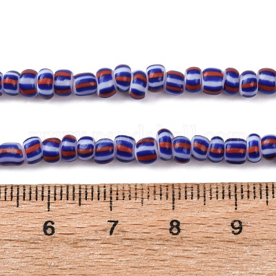手作りランプワークビーズ連売り  3トーン  コラム  ダークスレートブルー  3~4.5x2~4mm  穴：0.8mm  約99~103個/連  15.35インチ（39cm）&nbsp;BLOW-K001-01A-16-1