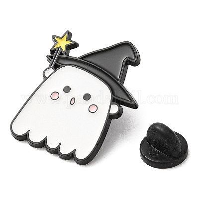 ハロウィンゴースト魔女エナメルピン バックパック衣類用電気泳動黒亜鉛合金ブローチ 帽子 31x27x1 5mmの通販 -