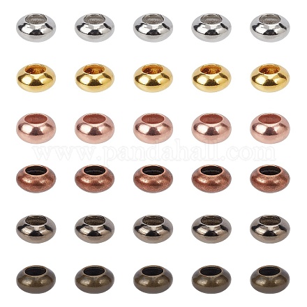 真鍮ビーズ  ロンデル  ミックスカラー  6x3.6mm  穴：3mm  6色  20個/カラー  120個/箱&nbsp;KK-AR0001-24-1