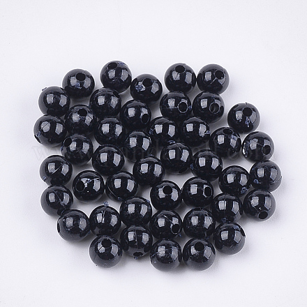 不透明なプラスチックビーズ  ラウンド  ブラック  6x5.5mm  穴：1.8mm&nbsp;X-KY-T005-6mm-616-1