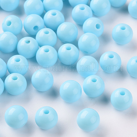 不透明なアクリルビーズ  ラウンド  空色  8x7mm  穴：2mm  約1745個/500g&nbsp;MACR-S370-C8mm-A07-1