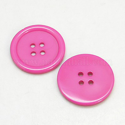 樹脂ボタン  染め  フラットラウンド  ショッキングピンク  30x3mm  穴：3mm  98個/袋&nbsp;RESI-D030-30mm-04-1