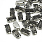 Sew on Rhinestone, Multi-strand Links, Glass Rhinestone, with Brass Prong Settings, Garments Accessories, Faceted, Rectangle, Platinum, Black Diamond, 16x6x4.5mm, Hole: 1mm