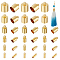 48Pcs 6 Size Brass Cord Ends, End Caps, Column, Real 18K Gold Plated, 6~15x2~11mm, Hole: 1.2mm, Inner Diameter: 1.4~10.5mm