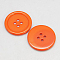 Resin Buttons, Dyed, Flat Round, Dark Orange, 22x3mm, Hole: 2mm, 195pcs/bag