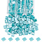 210~240Pcs Glass Seed Beads, 2-Hole, Square, Medium Turquoise, 5x4.5~5.5x2~2.5mm, Hole: 0.5~0.8mm