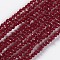 Glass Beads Strands, Faceted, Round, Dark Red, 2x2mm, Hole: 0.4mm, about about 183~187pcs/strand, 13.38