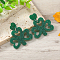 Shiny Acrylic Clover Dangle Stud Earrings, Green, 40x35mm