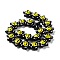 Glass Enamel Beads, Hand Painted Beads Star with Smiling Face Pattern, Black, 20.5x22x11mm, Hole: 1.6mm