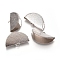 Brass Ribbon Crimp Ends, Textured, Half Round, Platinum, 25x14x8~9mm, Hole: 3x1.5mm
