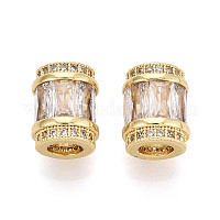 Brass Micro Pave Cubic Zirconia Beads&nbsp;X-KK-P237-02G