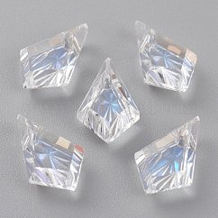 エンボスガラスラインストーンペンダント  多面カット  凧  月光  13x8x4mm  穴：1.2mm