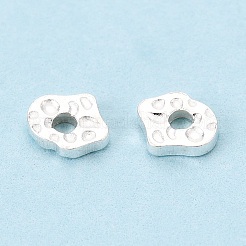 925スターリングシルバースペーサービーズ  ナゲット  銀  4x3x0.9mm  穴：1mm&nbsp;STER-T008-26S