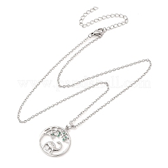 Brass Pave Green Cubic Zirconia Ring with Dinosaur Pendant Necklaces for Women&nbsp;NJEW-C120-01P