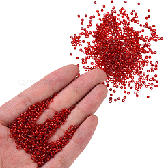 3000個のガラスシードビーズ  銀並ぶ丸い穴  丸い小さなビーズ  レッド  2mm  穴：1mm&nbsp;SEED-PA0001-29A-01