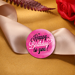 ブリキブローチ  プラスチック底と鉄ピン付き  フラットラウンド  カラフル  誕生日をテーマにした模様  58x4mm  9個/セット&nbsp;JEWB-WH0012-025