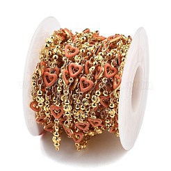 Brass Heart Link Chains&nbsp;KK-D368-03G-F
