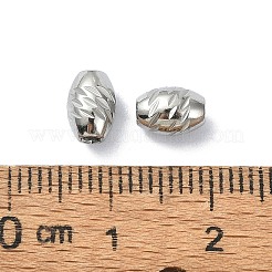 変色しない316サージカルステンレススチールビーズ  オーバル  ステンレス鋼色  7x5mm  穴：1.5mm&nbsp;LS-STAS-H191-06A-P