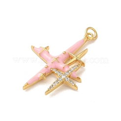 Rack Plating Brass Micro Pave Clear Cubic Zirconia and Enamel Pendants&nbsp;KK-S366-08G