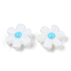 天然淡水シェルエナメルビーズ  花  ディープスカイブルー  12x12x4mm  穴：0.8mm&nbsp;SHEL-N003-27A