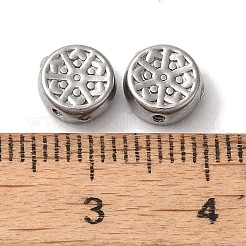 変色しにくい304ステンレススチールビーズ  スノーフレークとフラットラウンド  ステンレス鋼色  7x3mm  穴：0.7mm&nbsp;STAS-I305-177P