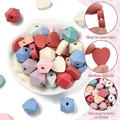 80Pcs 2 Styles Spray Painted Natural Maple Wood Beads&nbsp;WOOD-YW0001-36