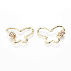 Brass Micro Pave Cubic Zirconia Screw Carabiner Lock Charms&nbsp;ZIRC-I031-03G