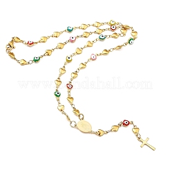 Unisex 304 Stainless Steel Rosary Bead Necklaces&nbsp;NJEW-L457-001A-G