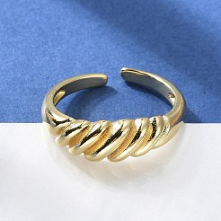 Rack Plating Brass Croissant Open Cuff Ring for Women&nbsp;RJEW-D076-02G