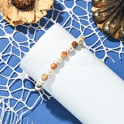 Synthetic Turquoise & Ocean White Jade Beads Stretch Bracelets for Women Men&nbsp;BJEW-JB13734