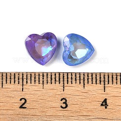 ガラスラインストーンカボション  ポイントバック  多面カット  ハート  ミックスカラー  8x8x4.2mm&nbsp;GLAA-K069-22A