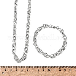 304ステンレススチール製ツイストリンクアズキチェーンネックレス＆ブレスレットセット  ステンレス鋼色  600mm&nbsp;SJEW-D091-01P