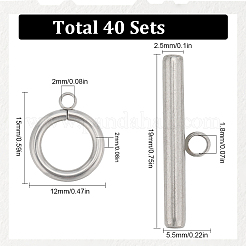 40Pcs 304 Stainless Steel Ring Toggle Clasps&nbsp;STAS-SC0007-42C