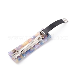 酢酸セルロース（樹脂）ヘアバレッタ  白金鉄パーツ  長方形  カラフル  84.5x24x14mm&nbsp;X-PHAR-F012-02F