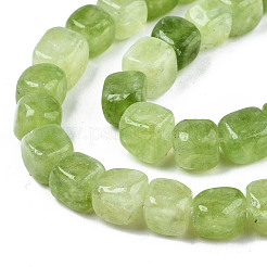 天然ドロマイトビーズ連売り  染め  キューブ  黄緑  7~8x7~8x7~8mm  穴：1.2mm  約50~52個/連  14.76インチ〜15.35インチ（37.5cm〜39cm）&nbsp;G-T131-56C
