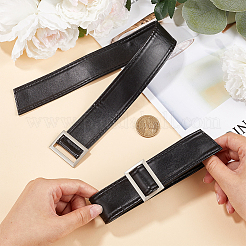 イミテーションレザーコードブレスレット  合金の留め金付き  ブラック  39.6x3.2x0.2cm&nbsp;AJEW-WH0166-71B-01