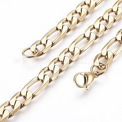 Ion Plating(IP) 304 Stainless Steel Figaro Chain Bracelets&nbsp;BJEW-P236-20G