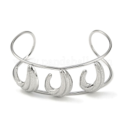 Non-Tarnish 304 Stainless Steel Wide Hollow Textured Opaen Cuff Bangles&nbsp;BJEW-Q348-07P-01