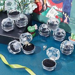 透明なプラスチックリングボックス  アクセサリー箱  ブラック  3.8x3.8x3.8cm&nbsp;OBOX-CA0001-001A