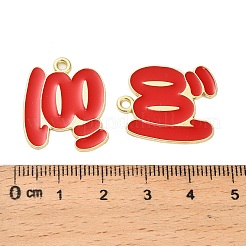 合金エナメルチャーム  ゴールドカラー  100ポイントの魅力  レッド  23x19.5x1mm  穴：1.8mm&nbsp;ENAM-G229-13G