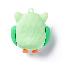 塩ビ漫画フクロウ人形ペンダント  キーチェーン用  薄緑  43x37x26mm  穴：3mm&nbsp;KY-C008-04C