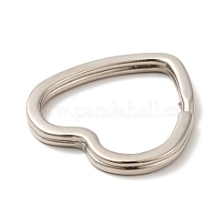 アイアン製キーリング  キーホルダー留め金のパーツ  ハート  プラチナ  31x31x3mm&nbsp;X-PALLOY-Q263-N