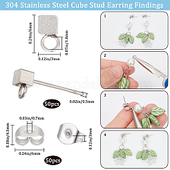 50Pcs 304 Stainless Steel Stud Earring Findings&nbsp;STAS-SC0006-56