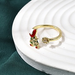 Brass Micro Pave Cubic Zirconia Cuff Rings for Women&nbsp;RJEW-L336-01G-02