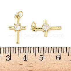 Brass Micro Pave Cubic Zirconia Pendants&nbsp;KK-Z120-54G-04