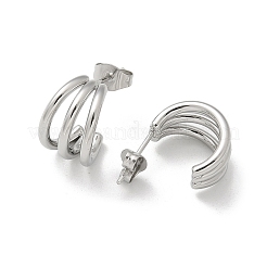 304 Stainless Steel Triple C-Shaped Stud Earrings for Women&nbsp;EJEW-C096-68P-01